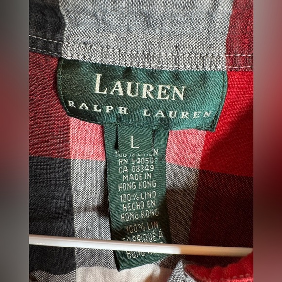 Lauren Ralph Lauren 100% linen checkered design pre-loved size large - Picture 7 of 9